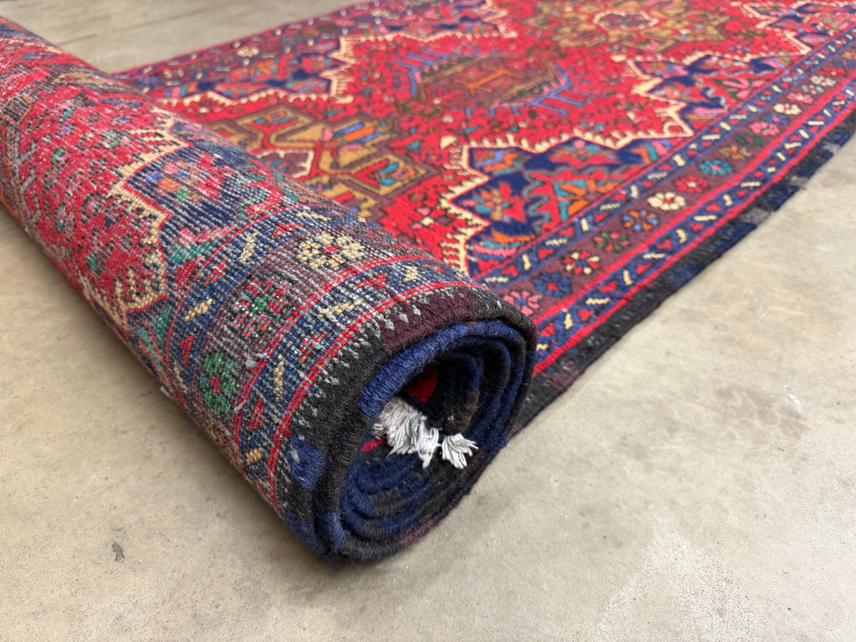 Hand-Knotted Antique Heriz Runner - 3’7"x13'