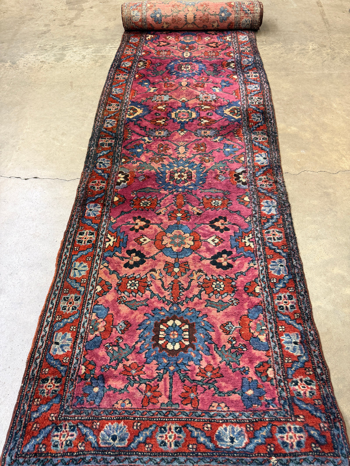 Hand-Knotted Antique Heriz Runner - 2'8"x16'3"