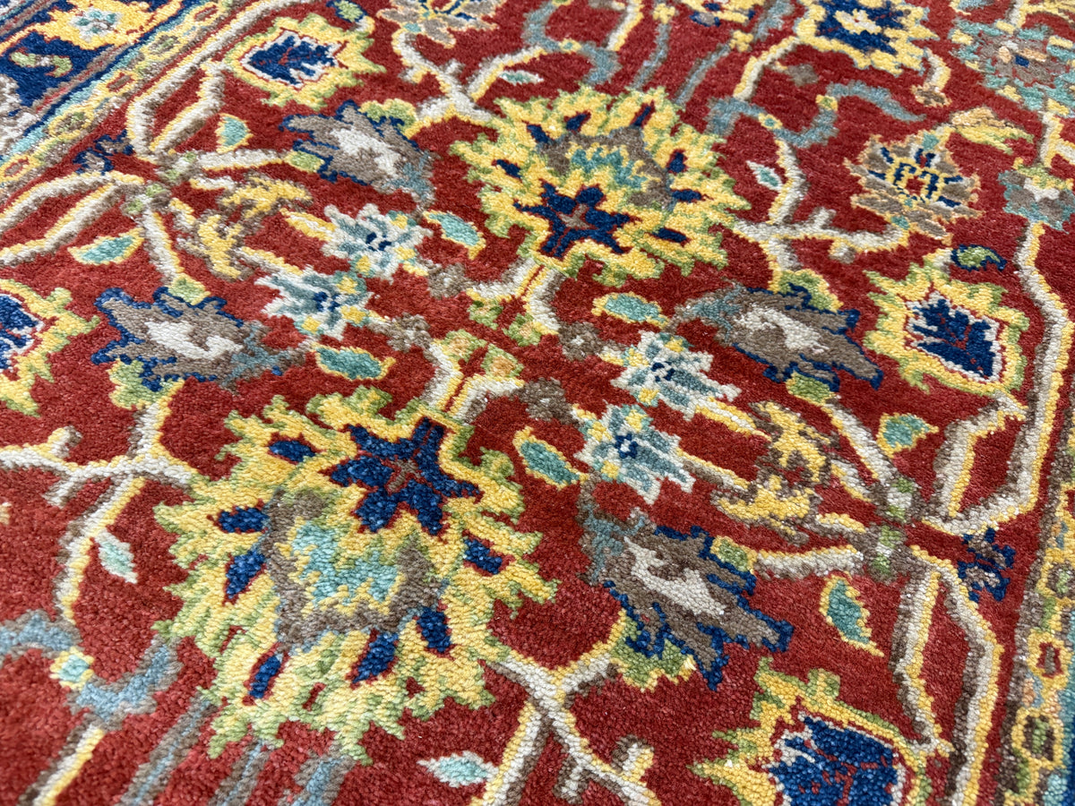 Hand-Knotted IndoHeriz Runner - 3'4"x13'11"