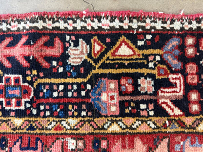Hand-Knotted Antique Karaja Runner - 3'3"x11'