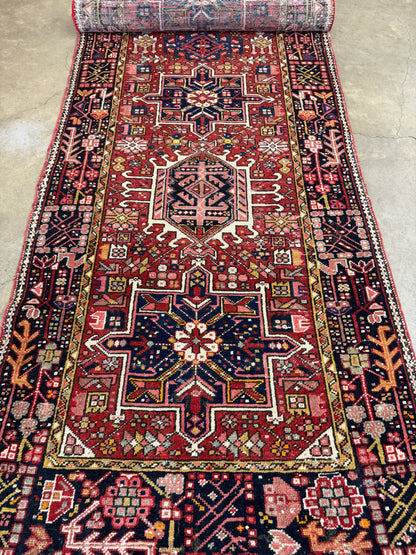 Hand-Knotted Antique Karaja Runner - 3'3"x11'