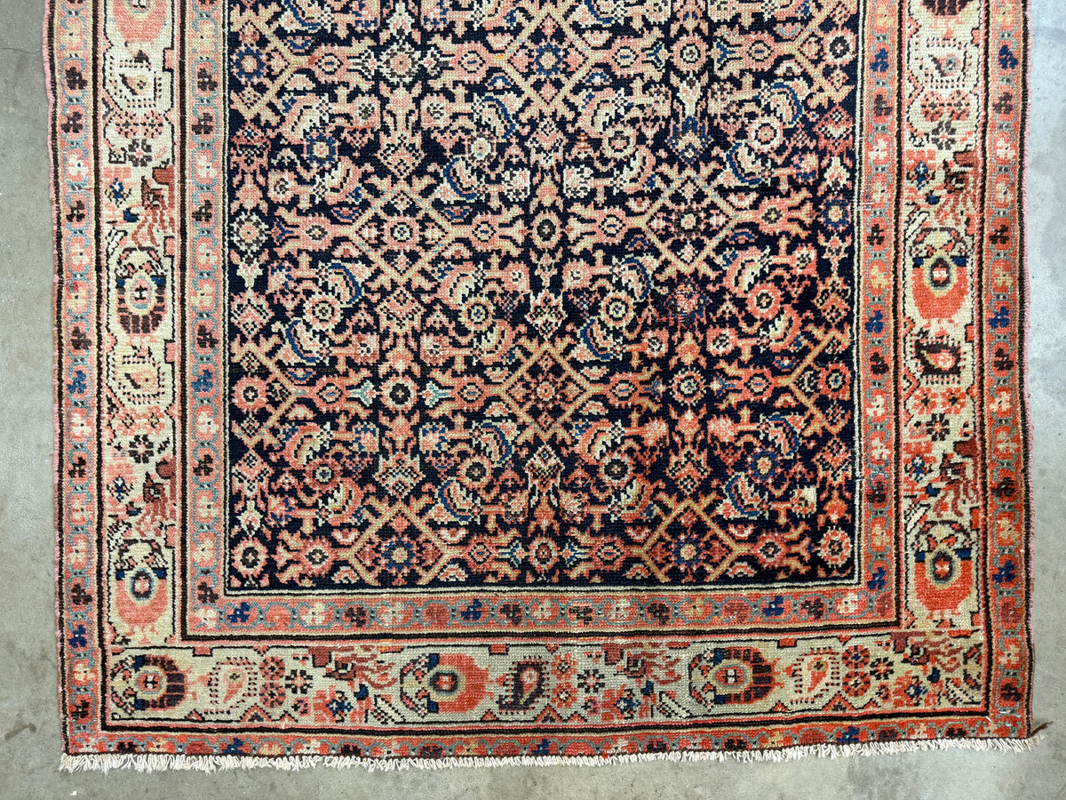 Antique Hand-Knotted Sarouk Farahan Runner - 3'9"x15'10"
