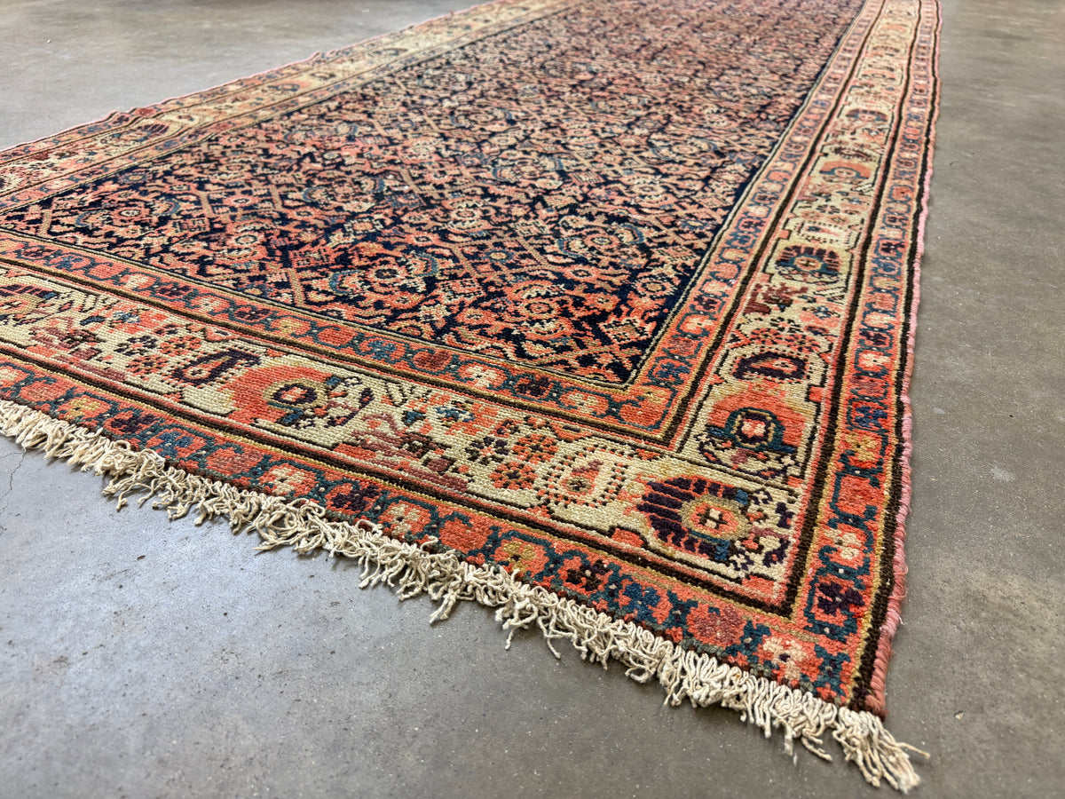 Antique Hand-Knotted Sarouk Farahan Runner - 3'9"x15'10"
