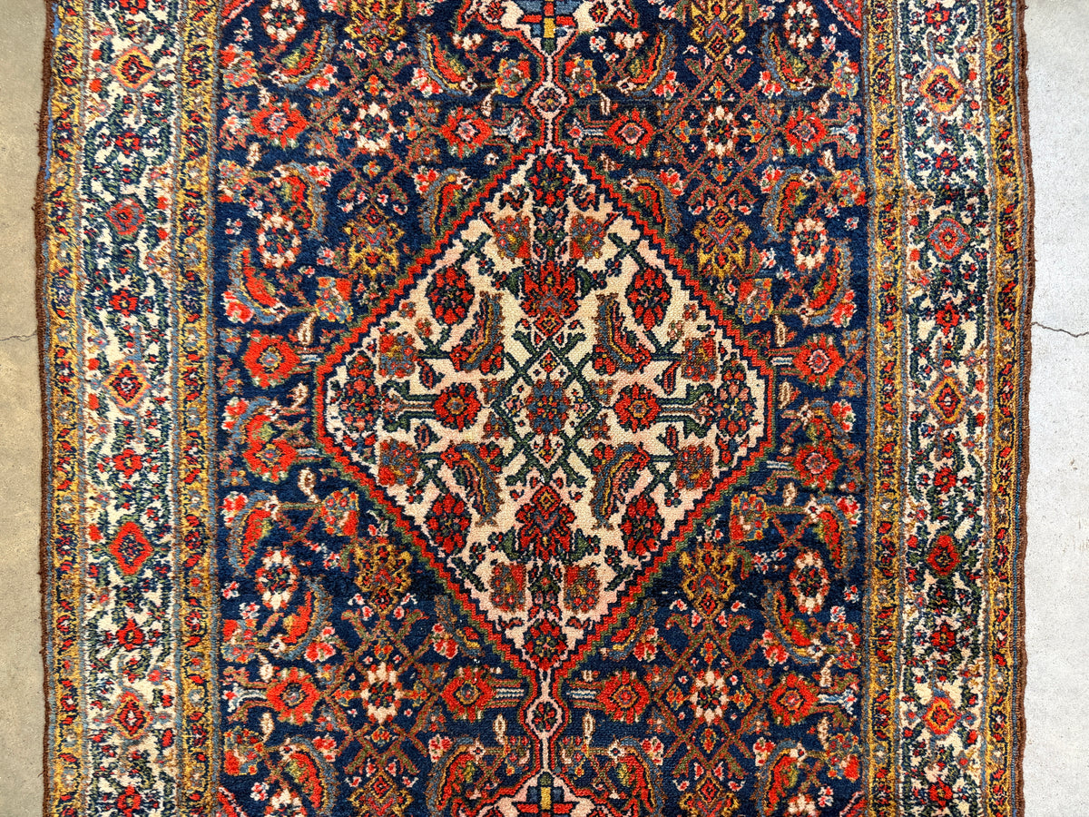 Antique Hand-Knotted Hamadan Runner - 3'5"x17'3"