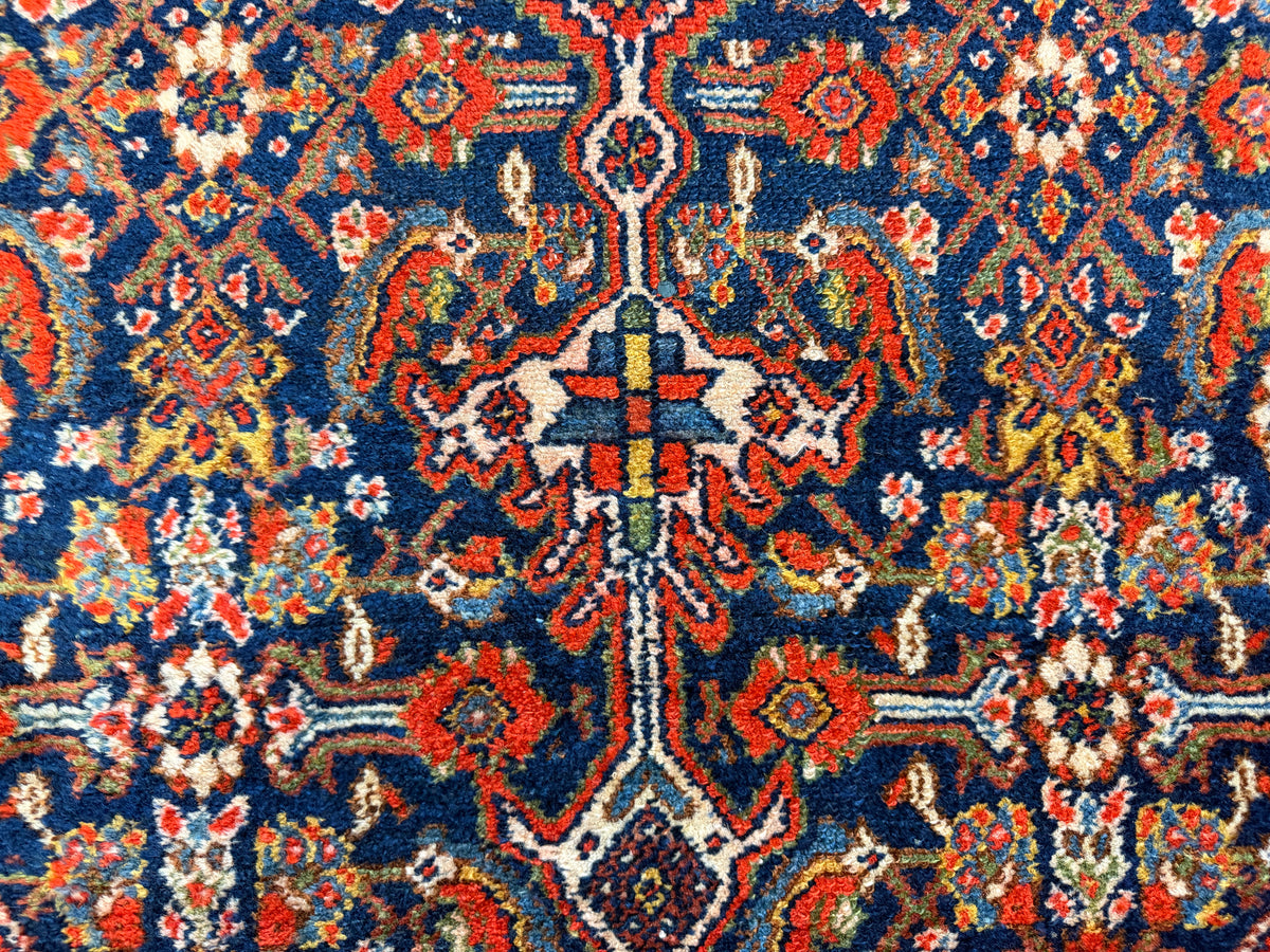 Antique Hand-Knotted Hamadan Runner - 3'5"x17'3"