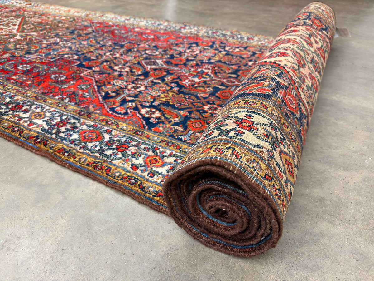 Antique Hand-Knotted Hamadan Runner - 3'5"x17'3"