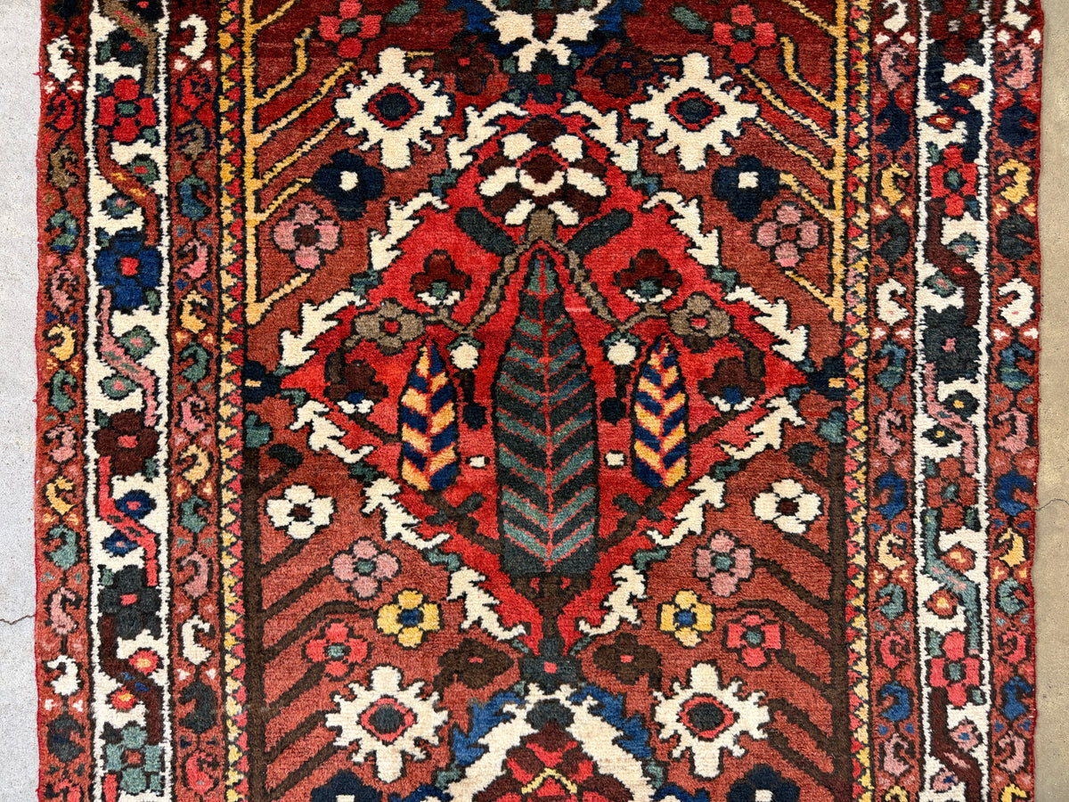 Antique Hand-Knotted Bakhtiari Runner - 3'6"x11'8"