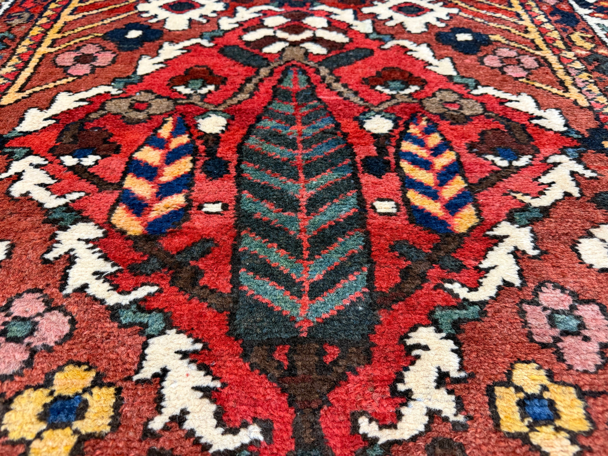 Antique Hand-Knotted Bakhtiari Runner - 3'6"x11'8"