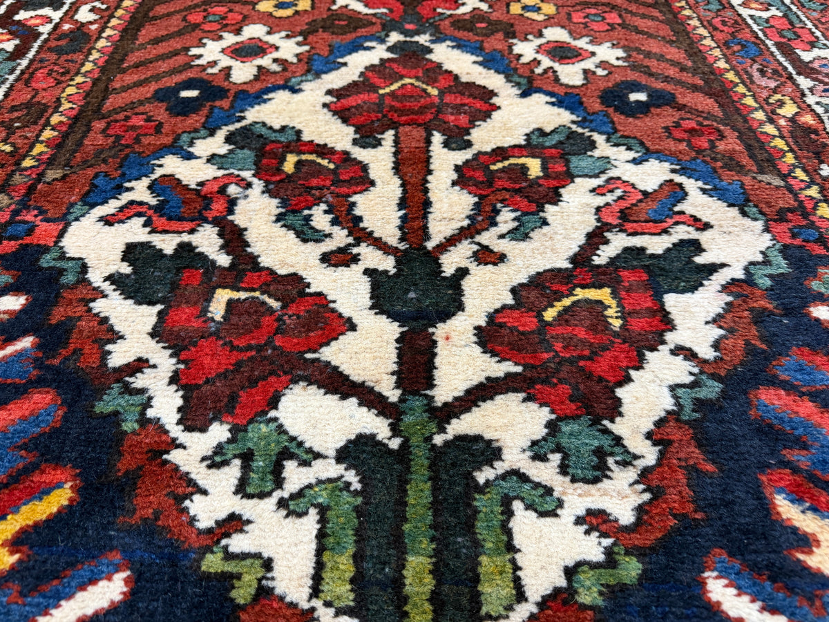 Antique Hand-Knotted Bakhtiari Runner - 3'6"x11'8"