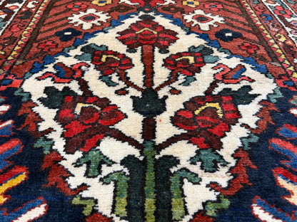 Antique Hand-Knotted Bakhtiari Runner - 3'6"x11'8"