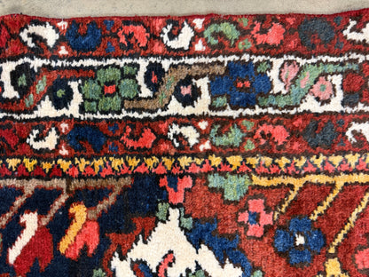 Antique Hand-Knotted Bakhtiari Runner - 3'6"x11'8"