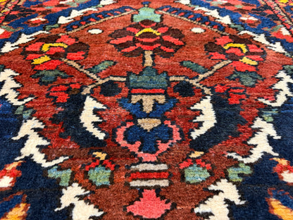 Antique Hand-Knotted Bakhtiari Runner - 3'6"x11'8"