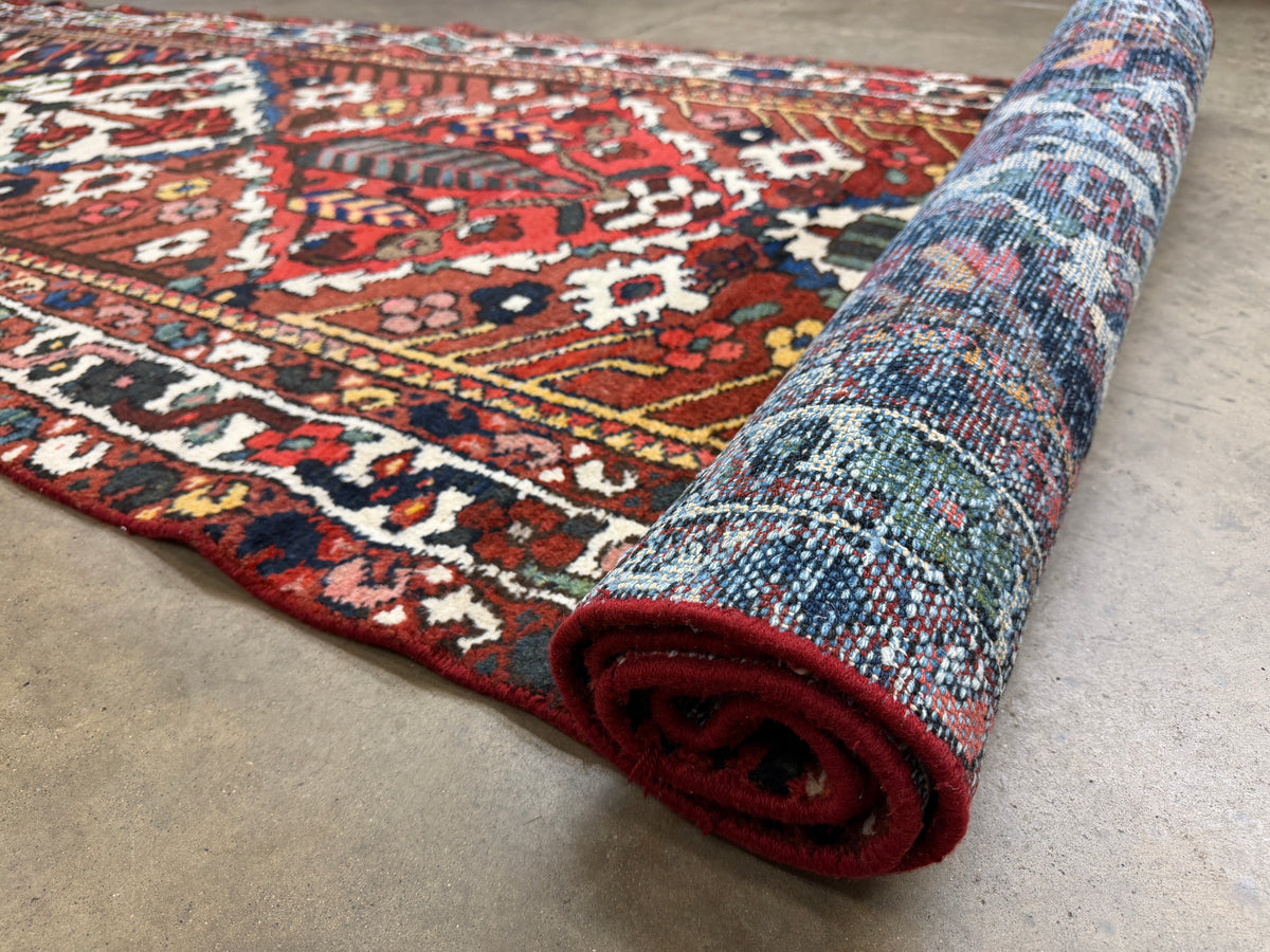 Antique Hand-Knotted Bakhtiari Runner - 3'6"x11'8"