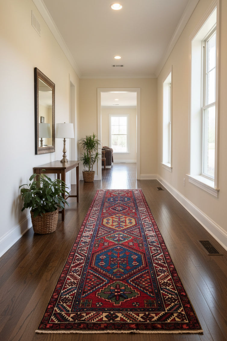 Antique Hand-Knotted Heriz Runner - 2'11"x10'10"
