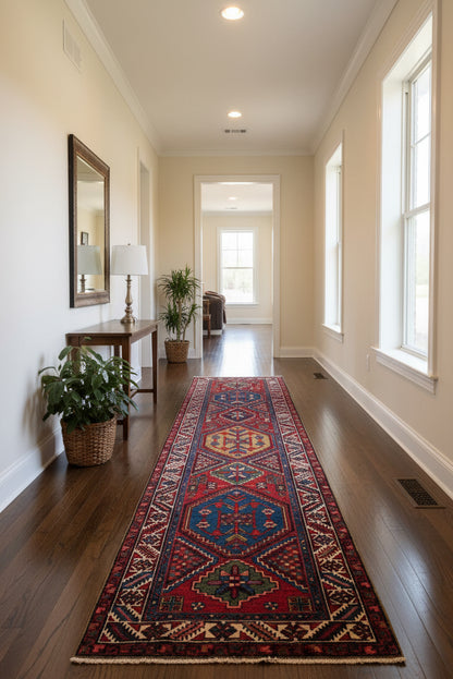 Antique Hand-Knotted Heriz Runner - 2'11"x10'10"