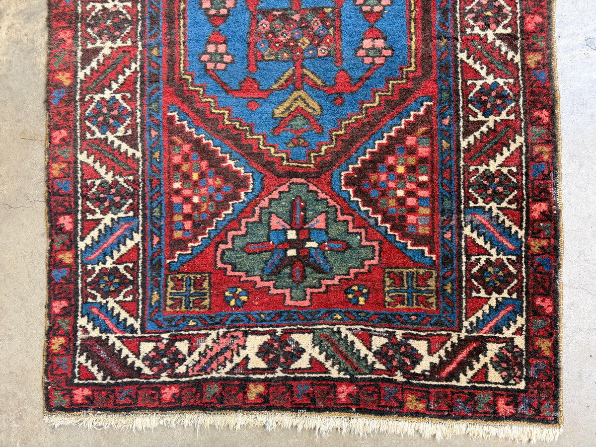 Antique Hand-Knotted Heriz Runner - 2'11"x10'10"