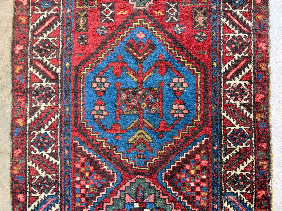 Antique Hand-Knotted Heriz Runner - 2'11"x10'10"