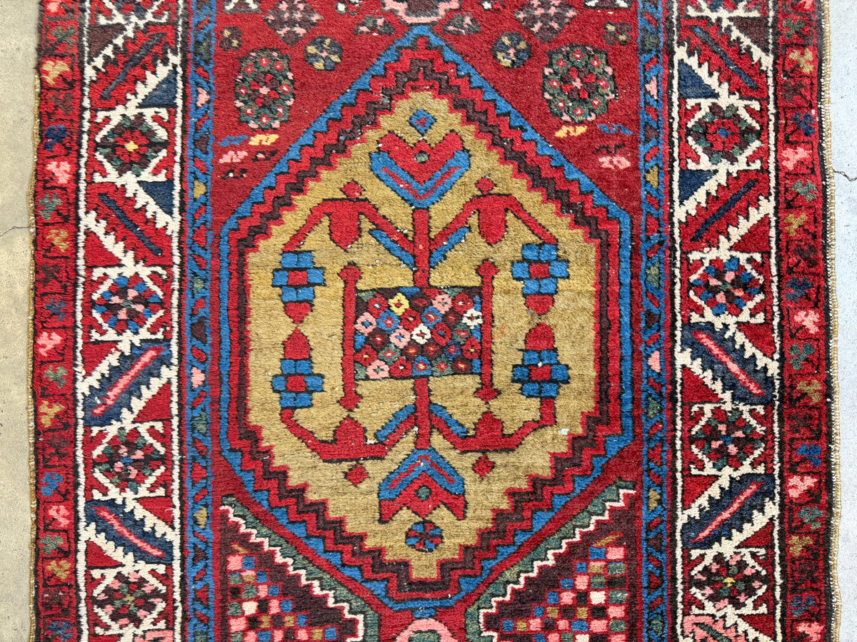 Antique Hand-Knotted Heriz Runner - 2'11"x10'10"