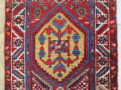 Antique Hand-Knotted Heriz Runner - 2'11"x10'10"