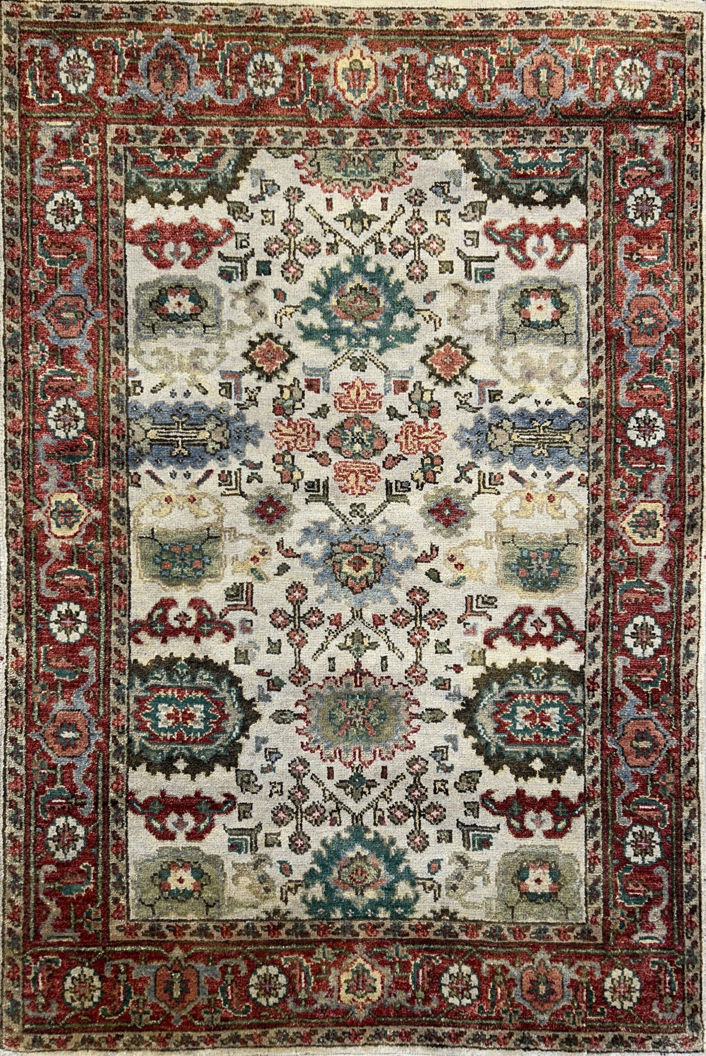 4’x6’ Hand-Knotted All-over Wool Mahal Rug - Traditional Oriental  Area Carpet