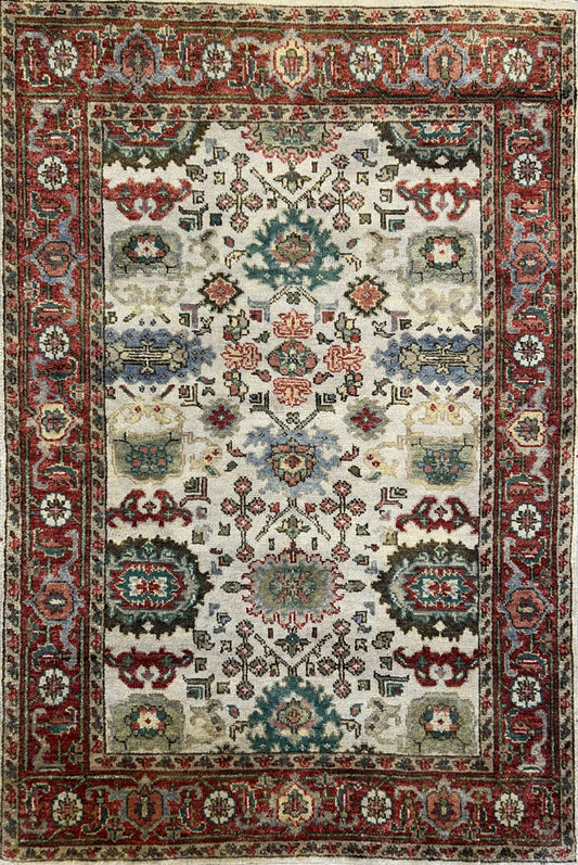 4’x6’ Hand-Knotted All-over Wool Mahal Rug - Traditional Oriental  Area Carpet