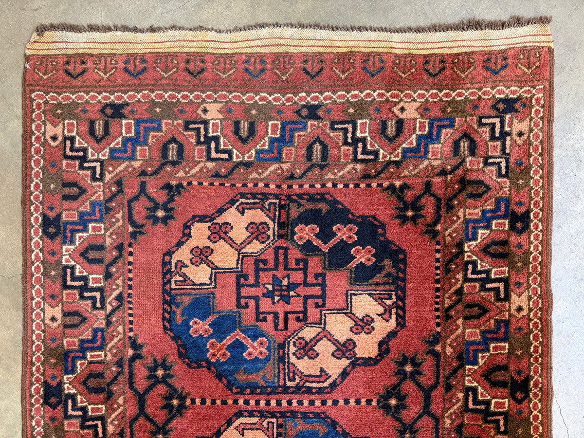 Antique Hand-Knotted Bokhara Ersari Runner - 3'4"x10'5"