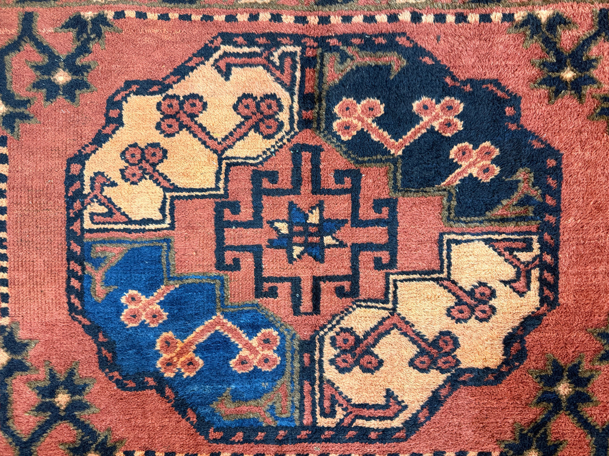 Antique Hand-Knotted Bokhara Ersari Runner - 3'4"x10'5"