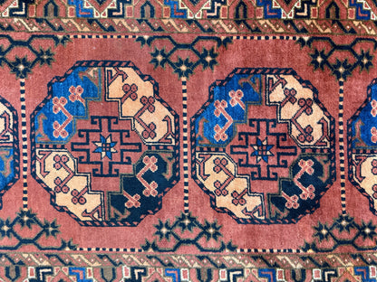 Antique Hand-Knotted Bokhara Ersari Runner - 3'4"x10'5"