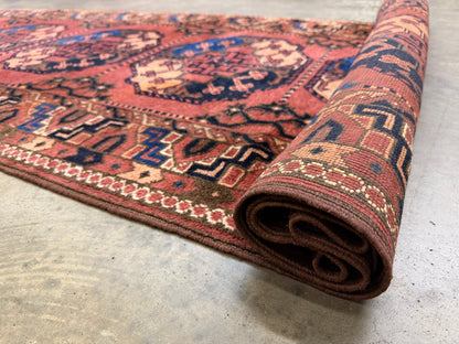 Antique Hand-Knotted Bokhara Ersari Runner - 3'4"x10'5"