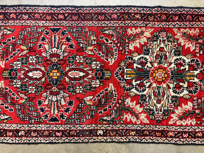 Antique Hand-Knotted Sarouk Runner - 2'7"x16'8"