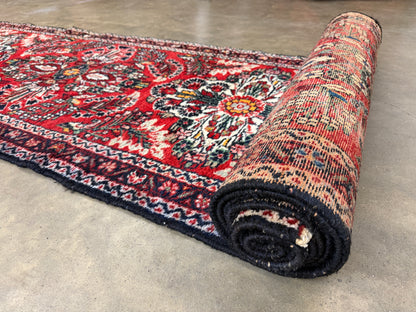 Antique Hand-Knotted Sarouk Runner - 2'7"x16'8"