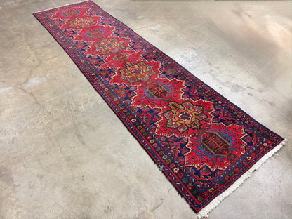 Hand-Knotted Antique Heriz Runner - 3’7"x13'