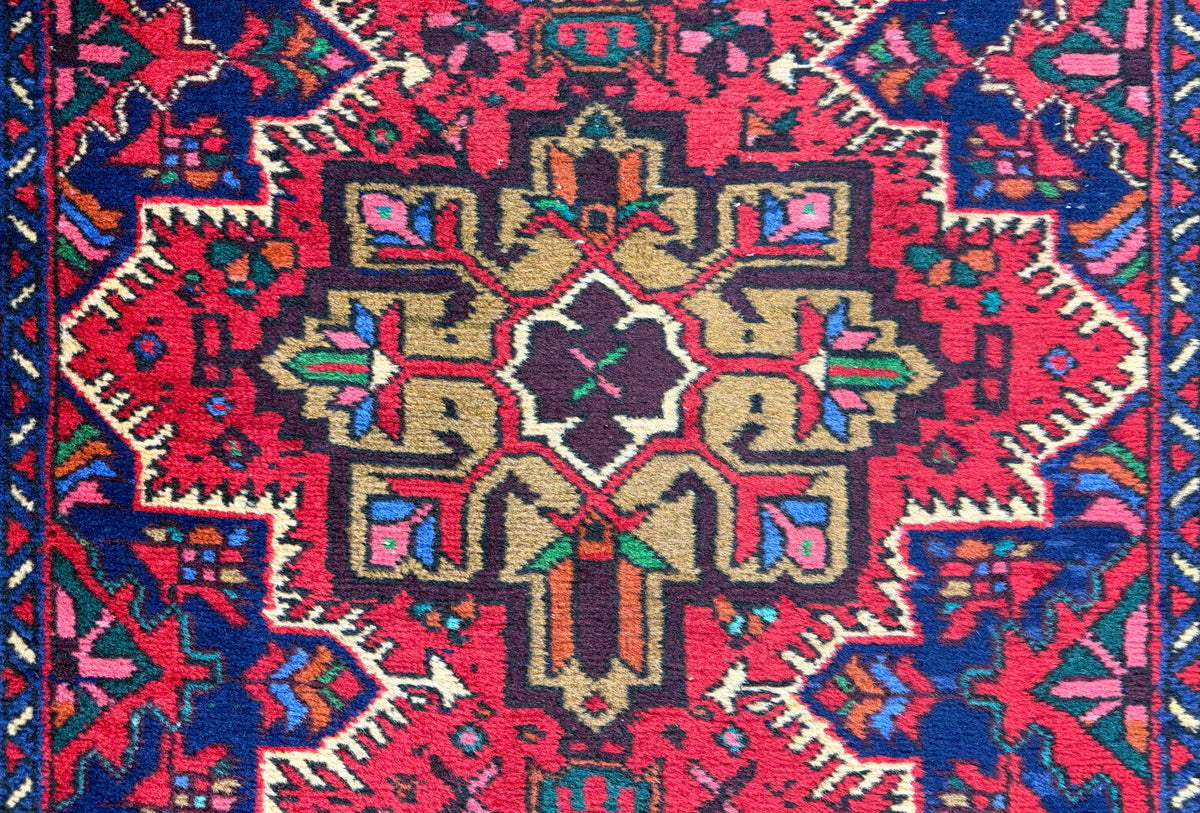 Hand-Knotted Antique Heriz Runner - 3’7"x13'