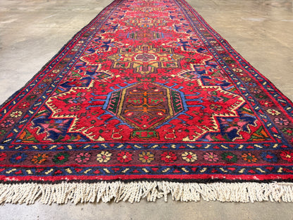 Hand-Knotted Antique Heriz Runner - 3’7"x13'