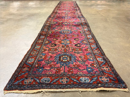 Hand-Knotted Antique Heriz Runner - 2'8"x16'3"