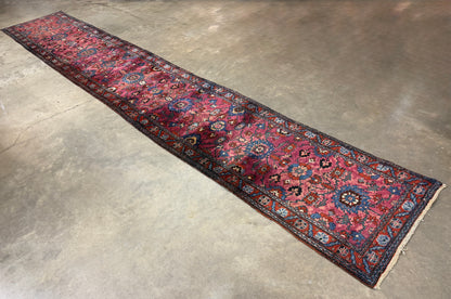 Hand-Knotted Antique Heriz Runner - 2'8"x16'3"