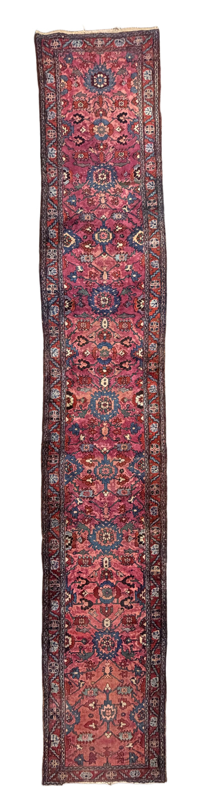 Hand-Knotted Antique Heriz Runner - 2'8"x16'3"