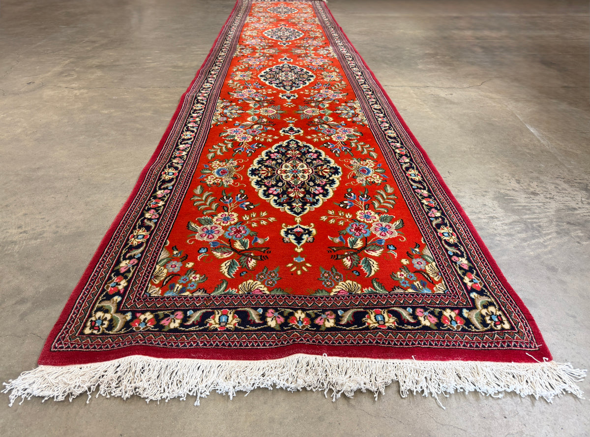 Hand-Knotted Qum Runner - 2'9"x13'8"