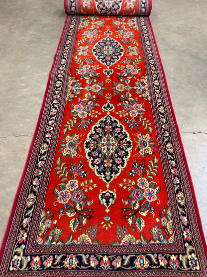 Hand-Knotted Qum Runner - 2'9"x13'8"