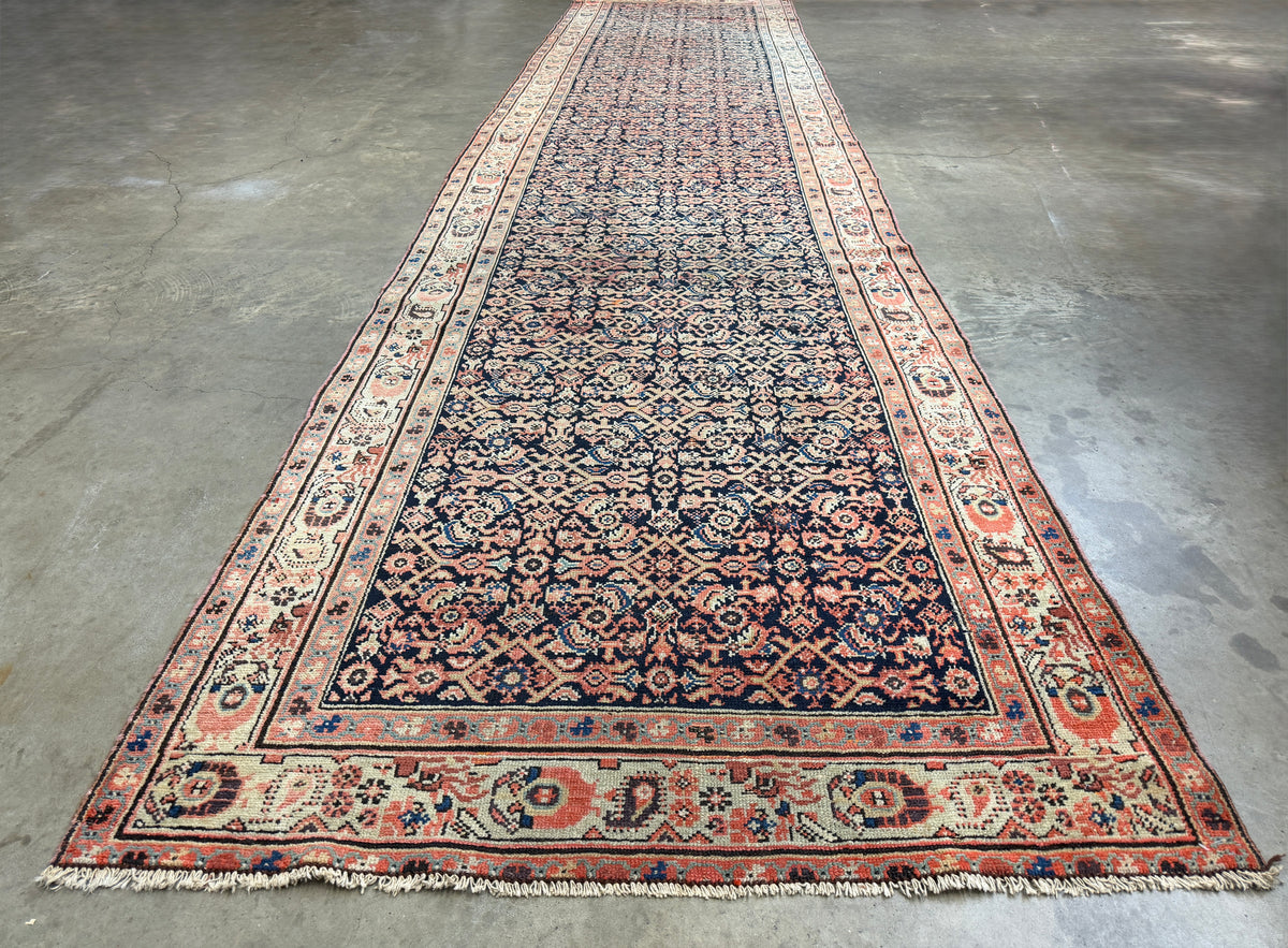 Antique Hand-Knotted Sarouk Farahan Runner - 3'9"x15'10"