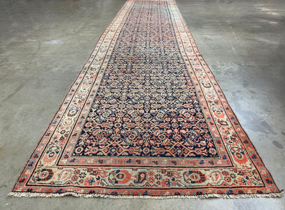Antique Hand-Knotted Sarouk Farahan Runner - 3'9"x15'10"