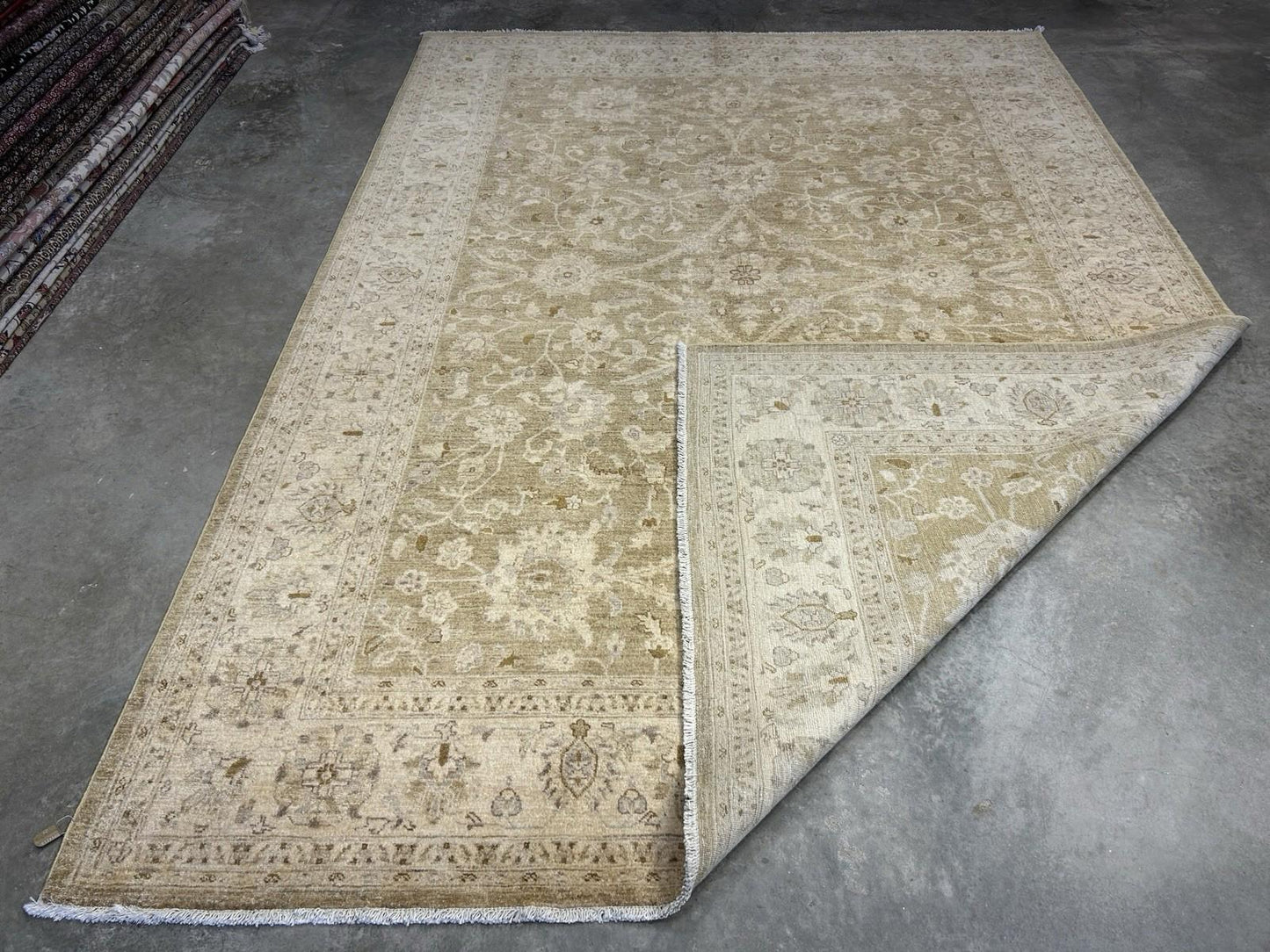 7’9”x10’10” Hand-Knotted Wool Oushak All-over Area Rug