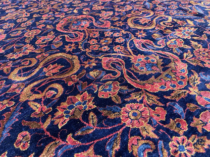 9x14 Very Fine Hand-knotted Antique Wool Manchester Kashane Signed Rug Handmade