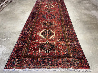 5’x12’10” Antique Hand-knotted Wool Herize Runner Rug - Handmade Red 5x13