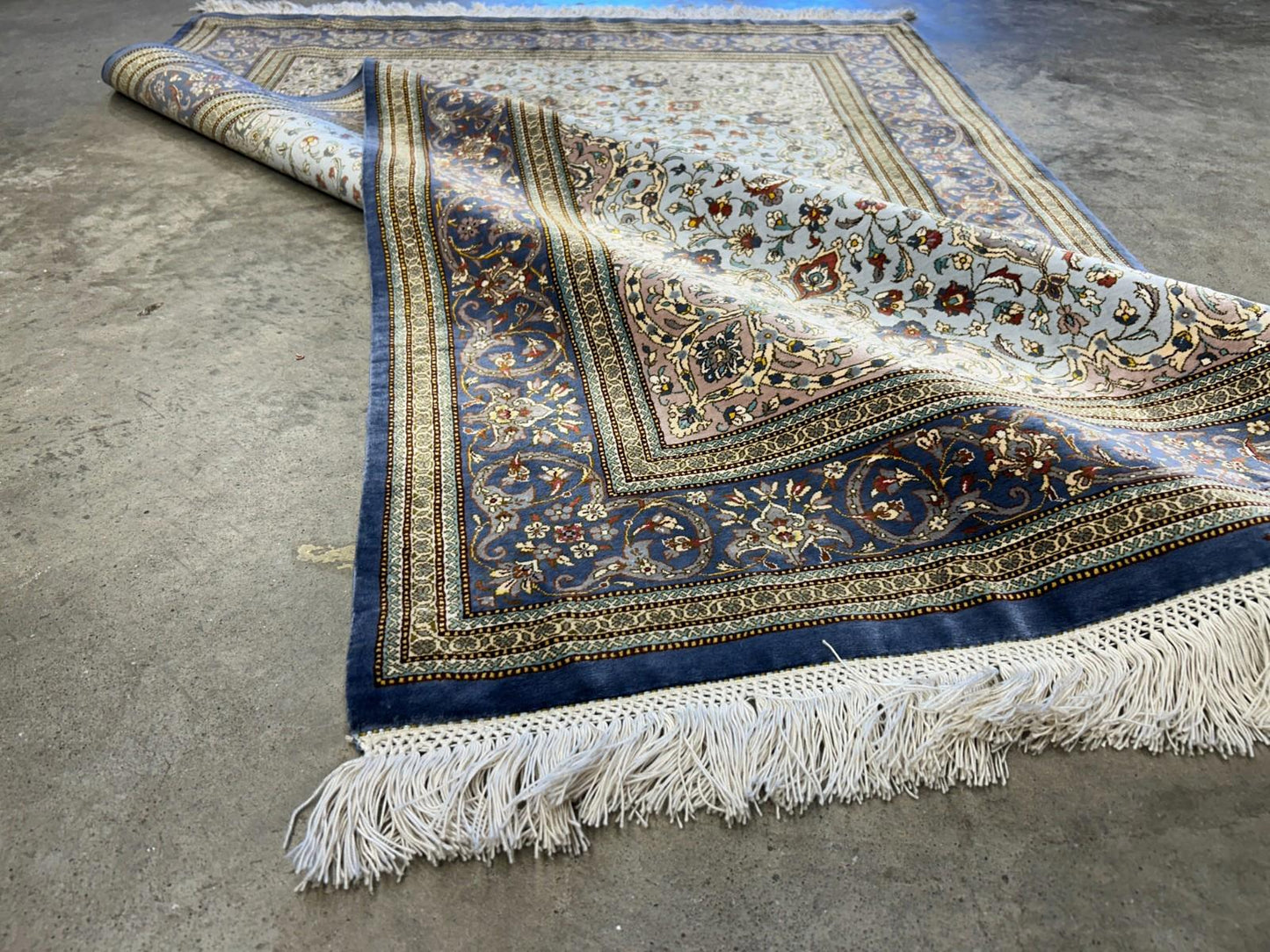 3x5 Luxurious Fine Hand-Knotted 100% Silk Signed Persiane Qume Rug Handmade