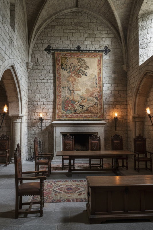 4'x6' Antique Handmade French Aubusson Tapestry