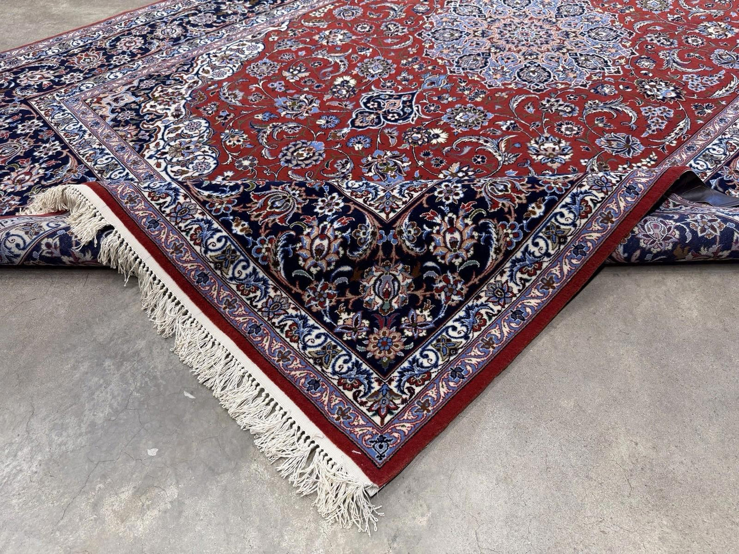 5’x8’ Hand-Knotted Fine Wool & Silk Isfahane Zolfaghari Area Rug - Red Signed