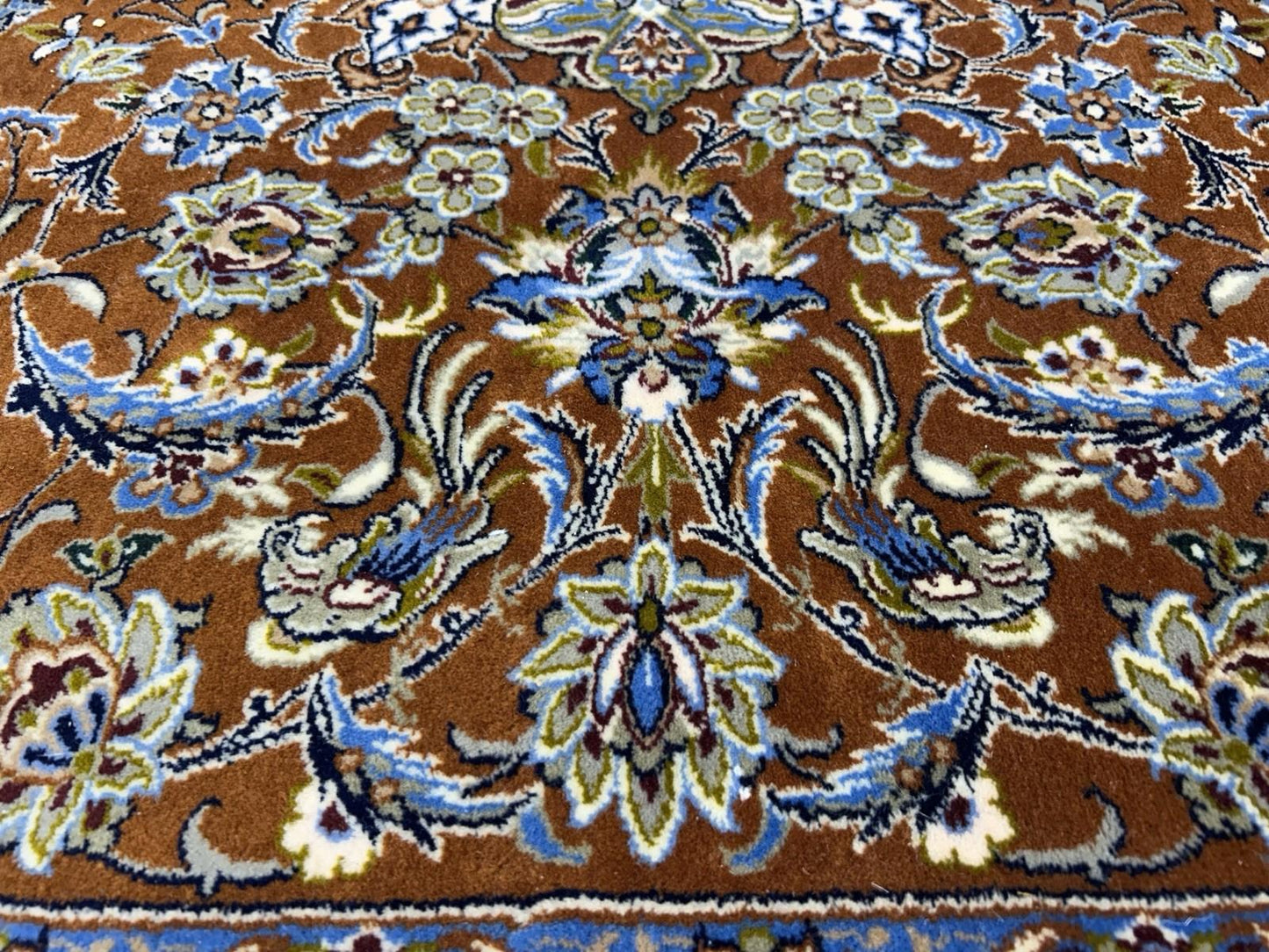 6’10”x9’10” Hand-Knotted  Fine Wool & Silk Isfahane  Area Rug - Medallion Carpet