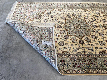 3x5 Luxurious Fine Hand-Knotted 100% Silk Persiane Qume Rug Handmade Beige