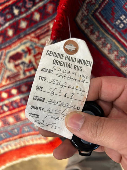 7'6"x8'5" Handmade 100% Wool Persian Sarouk Rug